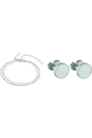 liebeskind Layering-Armband LJ-0633-B-22 & Damen-Ohrstecker Edelstahl mattiert, LJ-0049-E-07, , One Size