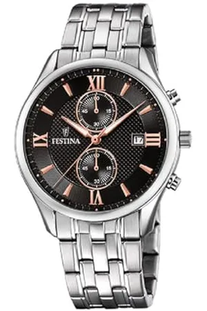 Festina Herren Chronograph Quarz Uhr mit Edelstahl Armband F6854/7