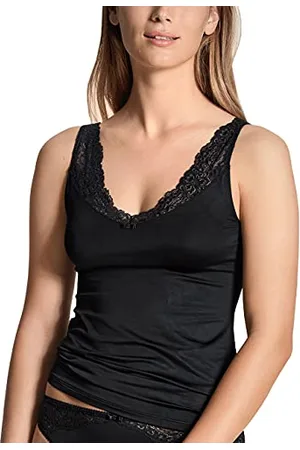 Calida Sensual Secrets Tank Top Damen, Brustbereich in V-Form mit semitransparenter Spitze