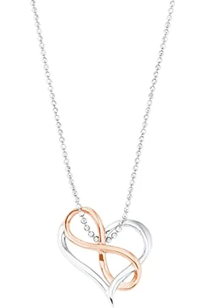 Amor Kette mit Anhänger 925 Sterling Silber Damen Halsschmuck, mit Zirkonia synth., 43 cm, Silber, Infinity, Kommt in Schmuck Geschenk Box, 2018179