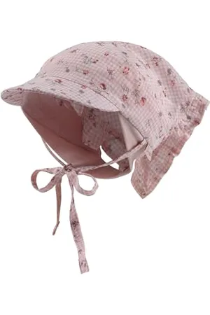 Sterntaler Baby Kopftuch Vichy Karo für Mädchen - Kopftuch Baby mit Bindeband, Schirm und Volants - schützendes Baumwollgewebe mt Print für warme Sonnentage - Kopftuch Neugeborene - , 45