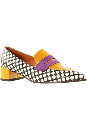 Chie Mihara Damen JEITA36,5 Driving Style Loafer, Black, White, Yellow, Purple, 36.5 EU