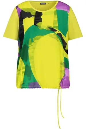 Samoon Damen T-Shirt 1/2 Arm Kurzarm Gemustert 46