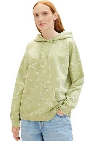 TOM TAILOR Damen Oversize Hoodie mit Buchstaben Allover-Print, , XXL