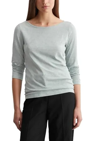 Marc O’ Polo Marc OߴPolo Damen Langarmshirt aus Bio-Baumwolle Basic, Blau (Frozen Mint), M