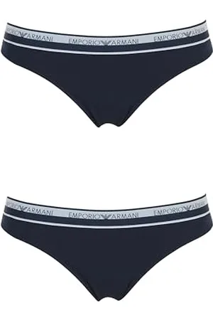 Emporio Armani Damen-Slip aus Stretch-Baumwolle mit Logoband, 2er-Pack, brasilianischer Slip, , XS