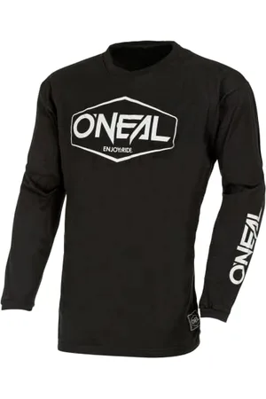 Oneal Element Youth Cotton Jersey Hexx V.22 I MX Shirt, Enduro Shirt I Kinder Sportshirt Jungen Langarm I Ergonomisch, atmungsaktiv I Gepolsteter Ellbogenschutz | Schwarz Weiß | Größe XL