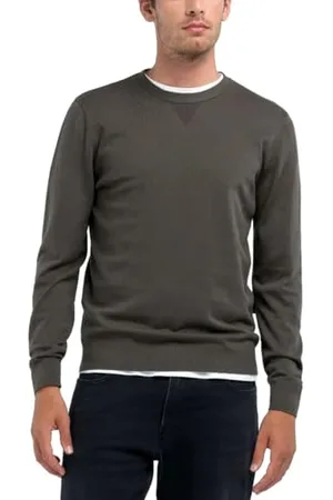 Replay Herren Pullover mit Rundhalsausschnitt, Grün (Mud Green 759), XXL