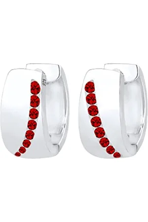 Elli Ohrringe Damen Creolen funkelnd mit roten Kristallen in 925 Sterling Silber