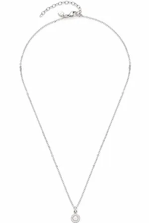 Leonardo Halskette Isa feine Anker-Kette aus silberfarbenem Edelstahl Anhänger mit weißer Imitations Perle und Zirkonia Steinchen 42-47 cm Länge Schmuck Geschenk Damen 023346