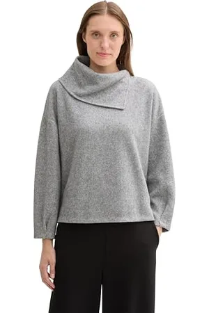 TOM TAILOR Damen Sweatshirt mit asymmetrischen Kragen, , L