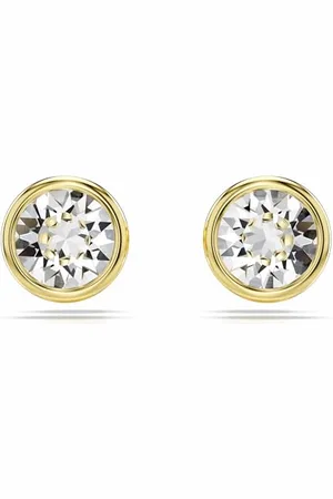 Swarovski Imber Ohrstecker, Weiße und Vergoldete Ohrringe mit Strahlenden Kristallen