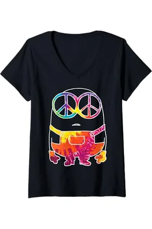 Minions Damen Minions Groovy Tie Dye Minion T-Shirt mit V-Ausschnitt