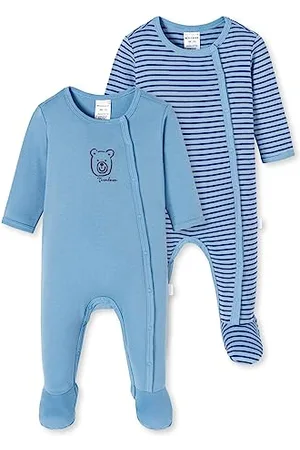 Schiesser Baby-Jungen 2PACK Strampler mit Fuß Bio Baumwolle-Made in Europe Kleinkind-Schlafanzüge, , 92