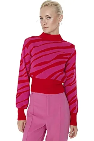 Trendyol Damen Rollkragenpullover mit Tiermuster Sweatshirt, , S