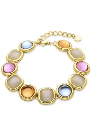 Luxenter Armband aus mehrfarbigem Kristall, 18 Karat Gelbgold, Einheitsgröße, Messing, Cristal