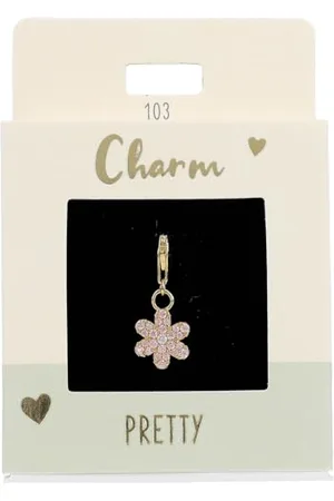 Depesche 11785-103 Charms Express yourself - Anhänger für Halsketten und Armband, rosa Blüte, vergoldet, als kleines Geschenk