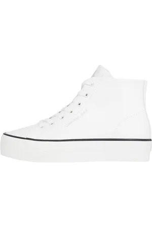 Calvin Klein Damen Vulcanized Sneaker Bold Mid High Top, Weiß (Bright White/Black), 39