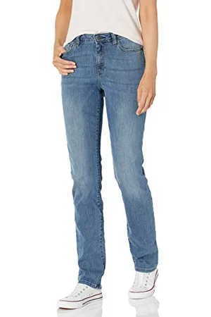 Amazon Damen Schmale Jeans Mit Geradem Schnitt und Mittelhohem Bund, , 48