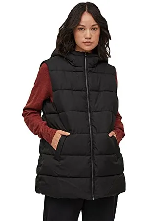 VILA Damen Vitate S/L Puffer Vest - Noos Weste, Schwarz, 38 EU