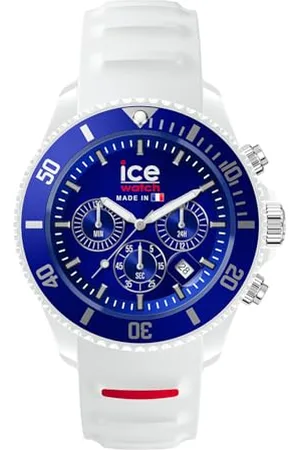 Ice-Watch Ice cocorico Chrono Blue White red - Weiße Herrenuhr mit Silikonarmband - 023252 (Medium)