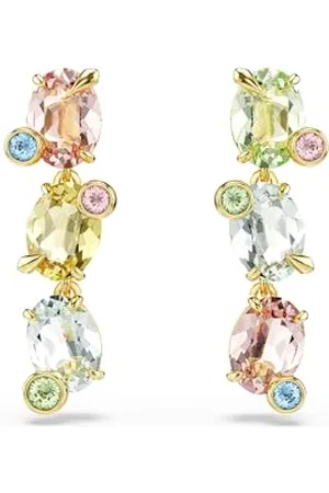 Swarovski Gema Drop-Ohrhänger, Asymmetrisches Design, Verschiedene Schliffe, , Goldlegierungsschicht, Einheitsgröße