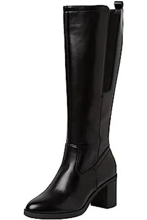 Jana Damen Hohe Stiefel mit Absatz Kniehoch Blockabsatz Weite H Mehrweite, (Black), 40 EU
