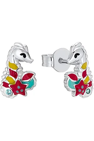 Prinzessin Lillifee Ohrstecker 925 Sterling Silber Mädchen Kinder Ohrschmuck, mit Zirkonia synth., 1 cm, , Seepferdchen, Kommt in Schmuck Geschenk Box, 2031160