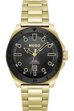 HUGO BOSS Analog Quarzuhr für Herren Kollektion #Visit mit Goldfarben Edelstahlarmband - 1530304