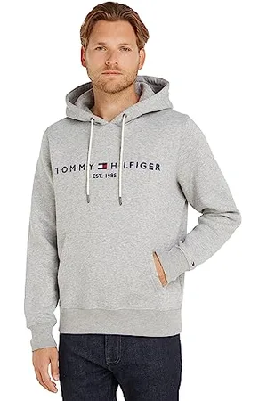 Tommy Hilfiger Herren Hoodie Core Tommy Logo mit Kapuze, Grau (Cloud Heather), L