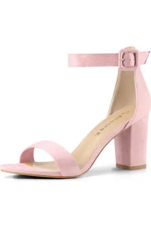 Allegra K Damen-Sandalen mit Knöchelriemchen und kompaktem Absatz., Pink - - Größe: 36 EU