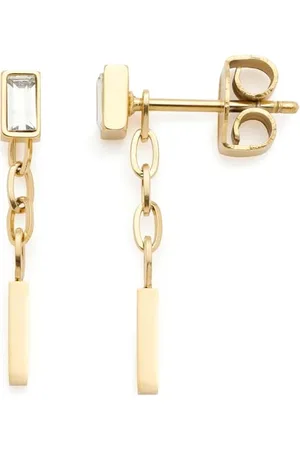 Leonardo Ohrhänger Ciao Liora, 1 Paar Ohrstecker aus goldfarbenem Edelstahl, klare Baguette Glassteine, Schmuck Damen Geschenk, 024459