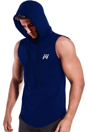MEETWEE Herren Tank Top, Sportshirt mit Kapuze Ärmelloses Muskelshirts Fitness Sleeveless Shirt Atmungsaktiv Laufshirt Achselshirts Hoodie für Gym Running Training