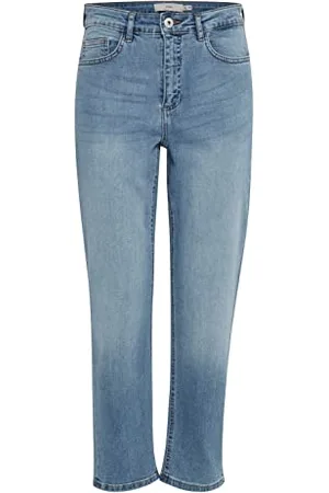 Ichi IHTWIGGY Raven Damen Jeans Denim Hose mit Stretch gerader Schnitt Crop Länge, Größe:27, Farbe: