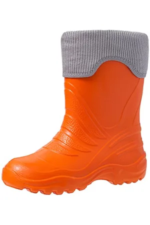 Ladeheid Kinder Mädchen Jungen federleichte Eva Thermo Gummistiefel gefüttert LA-861 (Orange151c/Grau, 28/29 EU)
