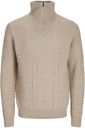 JACK & JONES Male Strickjacke mit Viertelreißverschluss Einfarbig Strickjacke mit Viertelreißverschluss