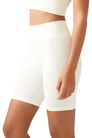 LOS OJOS Radlerhose Damen - Shorts mit hoher Taille - Nahtlos gerippte Biker Shorts mit hoher Taille