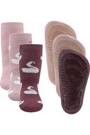 Ewers 3er-Pack Schwan Stoppersocken SoftStep, Socken mit Antirutschsohle für Mädchen, Anti-Rutsch-Socken mit Gummisohle, MADE IN GERMANY, 3 Paar rutschfeste Kindersocken, Größe 27-28