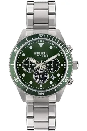 Breil Uhr Herren SAIL Ziffernblatt GRÜN Bewegung Chrono Quartz e Bracelet Stahl Silber EW0638