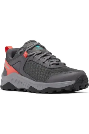 Columbia Trailstorm Ascend Waterproof, wasserdichte Trekking- und Wanderschuhe mit niedrigem Bund, Dark Grey/Red Coral