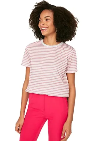 Trendyol Damen Gestreiftes Basic Gestricktes T-shirt T Shirt, , M EU