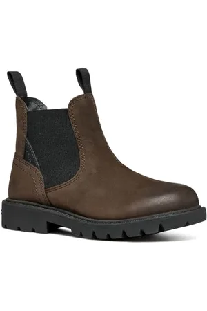 Geox J SHAYLAX Boy A Chelsea Boot, Coffee/Black, 26 EU