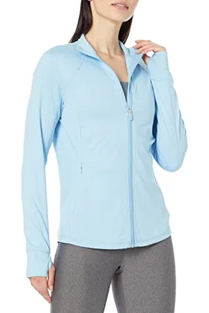 Amazon Damen Jacke aus Angerautem Tech-Stretch mit Langem Reißverschluss (Erhältlich in Übergröße), , L
