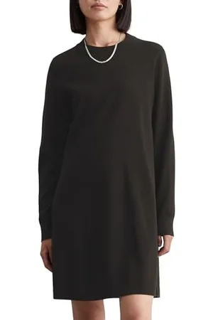 Marc O’ Polo Marc OߴPolo Denim Damen Strickkleid mit Rundhalsausschnitt A-Shape, (Black), L