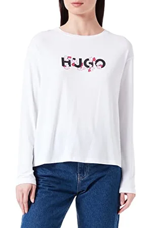 HUGO BOSS Boss Damen Floral_ls-Shirt Langarm, Weiß100, L