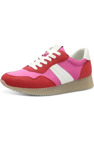 Jana Damen Sneaker flach Low Top Vegan, Mehrfarbig (Red/Fuchsia), 38 EU