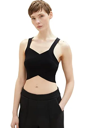 TOM TAILOR Damen 1036516 Braclette Top, 14482-Deep Black, XXL