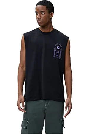 Koton Men Slogan Printed Tanktop Crew Neck Sleeveless Cotton
