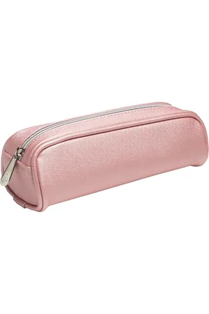 Exacompta Ref. 52680E – 1 Federmäppchen in Trapezform mit Perlen aus Kunstleder in Metallic-Optik – waschbar mit feuchtem Tuch – gefüttert mit Polyester – zufällige Farben: Blau oder Rosa