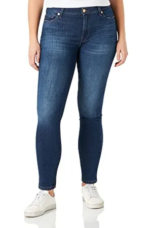 7 for all Mankind Damen Hw Skinny Slim Illusion With Embellished Squiggle Jeans, , 32 EU